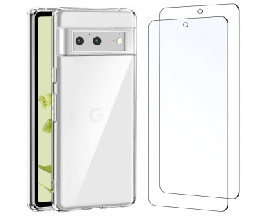 Husa NEW C pentru Google Pixel 6 transparenta + 2 folii protectie din sticla securizata - RESIGILAT foto