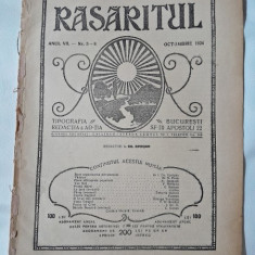Revista Rasaritul, anul VII, nr.5-8/1924 (in cuprins, poezie de V.Militaru)