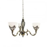 Lustra Rustic COTTAGE, 3xE27, Bronz Antichizat, Metal si Sticla