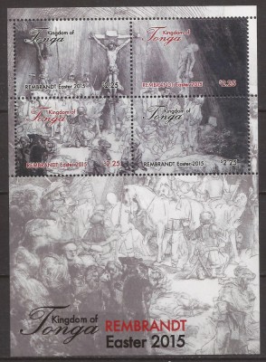 TONGA 2015 PICTURA REMBRANDT ( bloc dantelat ) MNH foto