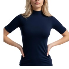 Bluză tip maletă, cu m&acirc;necă scurtă,Slimfit din bumbac elastic &ndash; confort și stil &icirc;n fiecare zi - L , Bleumarin