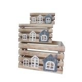 Set 3 cutii depozitare lemn 23 x 15 x 10,5 cm, 30 x 19 x 16,5 cm, 37 x 23 x 22,5 cm