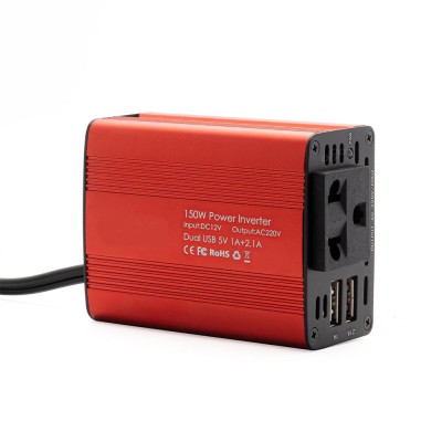 Convertor tensiune auto 12v la 230v, 150w putere nominala / 300w varf, 2 x usb 5v, priza universala foto