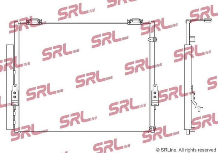Condensator climatizare AC Toyota Sequoia 22, Tundra 21, motor: 4.6 V8, 4.7 V8, 5.7 V8, Condensator cu uscator integrat, 660x515x16, SRLine, miez si
