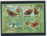 ROMANIA 2002 FLUTURI ENDEMICI Bloc 4 val. LP.1591 MNH**