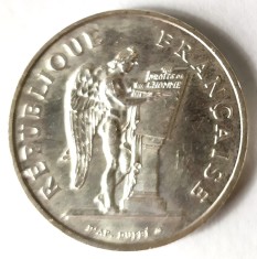 FRANTA 100 FRANCI 1989 INGERUL ARGINT XF AUNC 900/1000 15 G