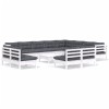 Set mobilier gradina cu perne, 13 piese, alb, lemn masiv pin