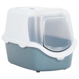 Litieră pentru pisici cu capac alb și albastru 56x40x40 cm PP