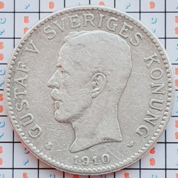 1011 Suedia 2 kronor 1910 Gustaf V (1907-1950) km 787 argint