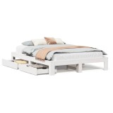 Cumpara ieftin Cadru de pat fara saltea, alb, 140x200 cm, lemn masiv pin