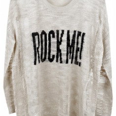 Pulover dama Rock Me Sublevel, tricotat, Crem