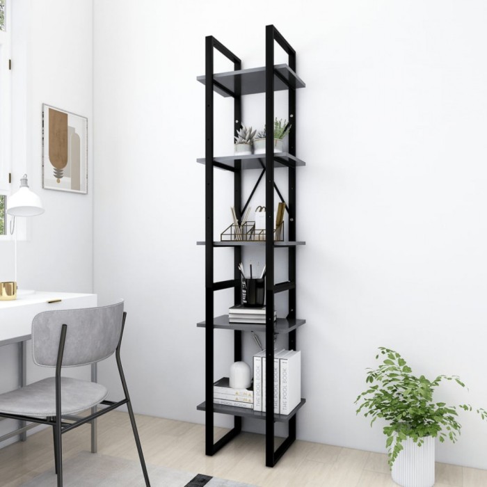 Gossi biblioteca cu 5 rafturi, alb, 40x30x175 cm, lemn prelucrat