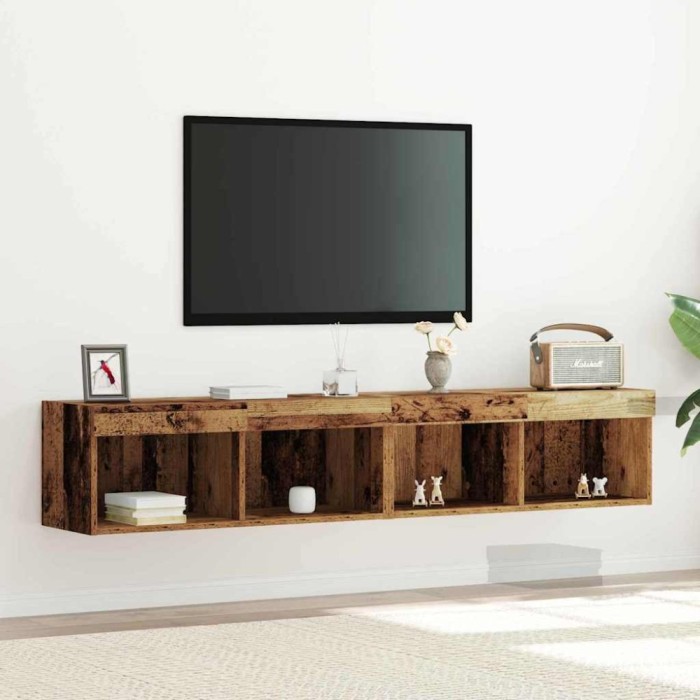 vidaXL Cabinet TV 2 pcs Lemn vechi 80 x 30 x 30 cm Lemn compozit 862201
