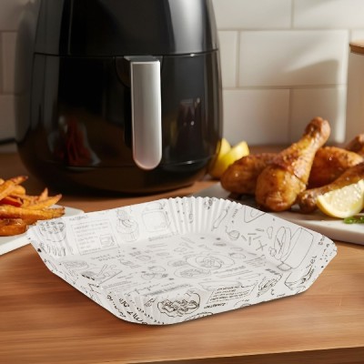 Hartie de Coacere pentru Air Fryer - Cu Model, Patrata, 23 x 26 cm - 50 Bucati/Pachet Best CarHome foto