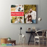 Tablou Canvas Personalizat Primul Crăciun &icirc;n 3, cu 3 Fotografii - Decoratiune Casa, Cadou Familie Extinsa, Print Premium