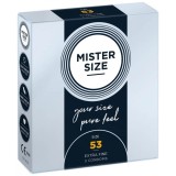 Prezervative Mister Size 53mm, 3 bucati, Latex natural, Ultra-subtiri 0.05mm, Lubrifiate, Potrivire perfecta