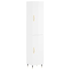Dulap inalt, alb extralucios, 34,5x34x180 cm, lemn prelucrat