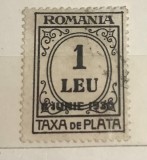 Timbre Romania Timbru Supratipar Mihai 8 iunie 1930 Taxa de Plata 1 leu, Stampilat