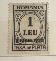 Timbre Romania Timbru Supratipar Mihai 8 iunie 1930 Taxa de Plata 1 leu