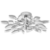 Cumpara ieftin Lustra cu frunze cristal acrilic, alb/transparent, pentru 3 becuri E14