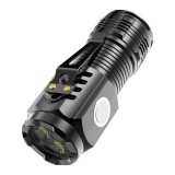 Lanternă cu trei leduri, super strălucitoare, mini lanternă, Clema magnetică puternică, ABS, cu clemă pentru stilou, neagră
