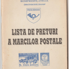 LISTA DE PRETURI A MARCILOR POSTALE RAMANESTI 1992