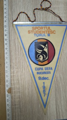 FANION FOTBAL - SPORTUL STUDENTESC -HELLAS VERONA 9 DEC 1987 foto