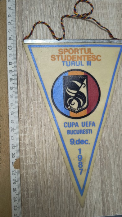 FANION FOTBAL - SPORTUL STUDENTESC -HELLAS VERONA 9 DEC 1987