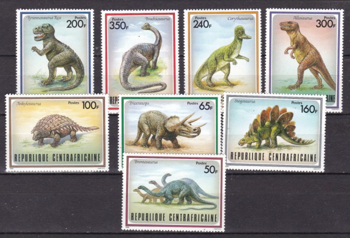 Africa Centrala 1988 fauna animale preistorice MI 1312-1319 MNH ww80