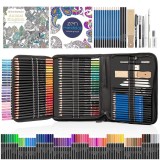 Cumpara ieftin Set creioane pentru desen, 100 piese desenat colorate cu carti de colorat