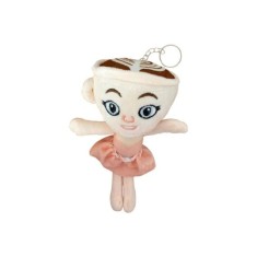 Figurină Balerina Cappucicina, breloc de plus, alb-roz, 18cm