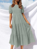 Rochie midi, cu maneca scurta, verde, dama, Shein