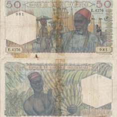 1951 ( 8 III ), 50 francs ( P-39a.5 ) - Africa de Vest Franceză