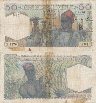 1951 ( 8 III ), 50 francs ( P-39a.5 ) - Africa de Vest Franceză foto