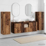 Cumpara ieftin Set dulap baie 5 buc. Lemn vechi 129 x 35 x 80 cm