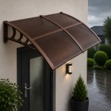 Copertina dubla Sersimo usa fereastra policarbonat UV 200x100 cm maro transparent protectie ploaie ninsoare
