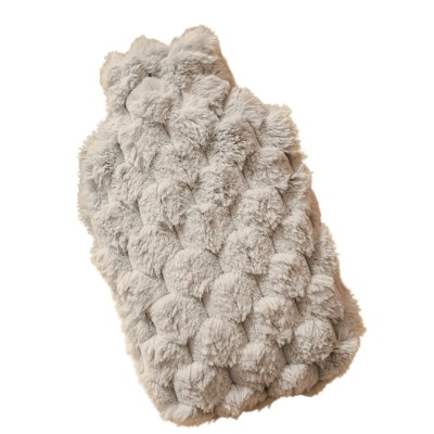 Incalzitor de maini, Pufos, gri, 1000 ml, PVC de inalta calitate, acoperit cu material plusat, 26 cm x 16.5 cm, model ananas, atragator si functional foto