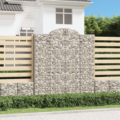 vidaXL Coșuri gabion arcuite, 20 buc 200x50x220/240cm, fier galvanizat foto