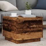 VidaXL Măsuță de cafea cu lumini LED, lemn vechi, 50x50x40 cm