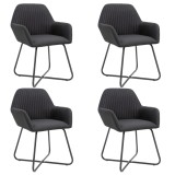 VidaXL Scaune de bucătărie, 4 buc., negru, material textil