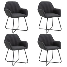 vidaXL Scaune de bucătărie, 4 buc., negru, material textil