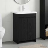 Cumpara ieftin Set de mobilier pentru baie Stejar Negru 81 x 40 x 84,5 cm