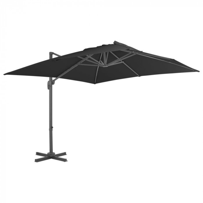 Umbrelă suspendată cu st&acirc;lp din aluminiu antracit 300x300 cm