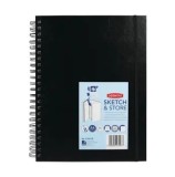 Caiet desen Derwent offset A4, cu spira, 56 coli, mapa, negru - vinil