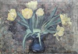 Cumpara ieftin Elena Christodorescu-Lalea galbenă, participare interbelică la Salonul Oficial, Flori, Ulei, Realism