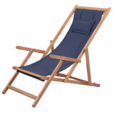 Scaun de plaja pliabil, albastru, textil si cadru din lemn GartenMobel Dekor, vidaXL