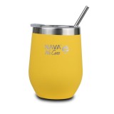 Cana termoizolanta cu pai Nava 360ml galben FitLine Training