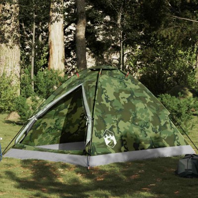 vidaXL Cort de camping cupolă pentru 2 persoane, camuflaj, impermeabil foto