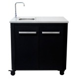 Modul Bucatarie De Exterior Negru Cu 2 Usi, Chiuveta, Robinet, Blat De Lucru Din Inox Cozze 90529, 90X60X90Cm