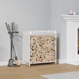vidaXL Suport pentru lemne de foc alb 60x28x65 cm Oțel laminat la rece
